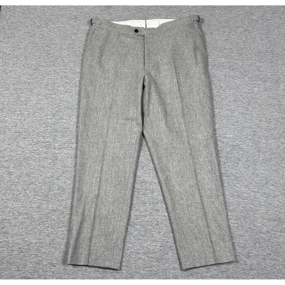 Suitsupply Dress Pants Mens 34x27 Gray Circular Wool Flannel Vitale Barberis